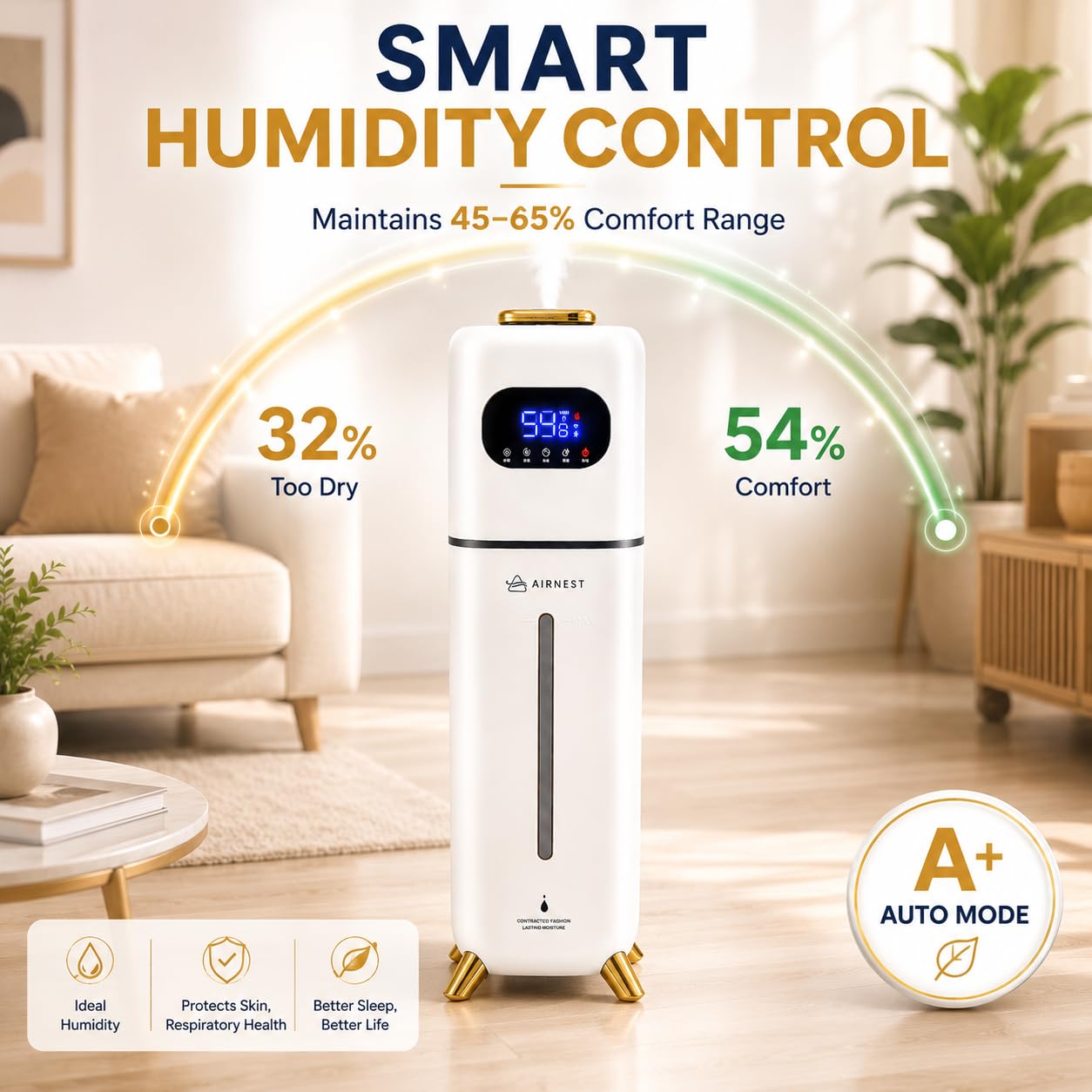 Ultrasonic Humidifier | Silent + UV + Smart humidity control
