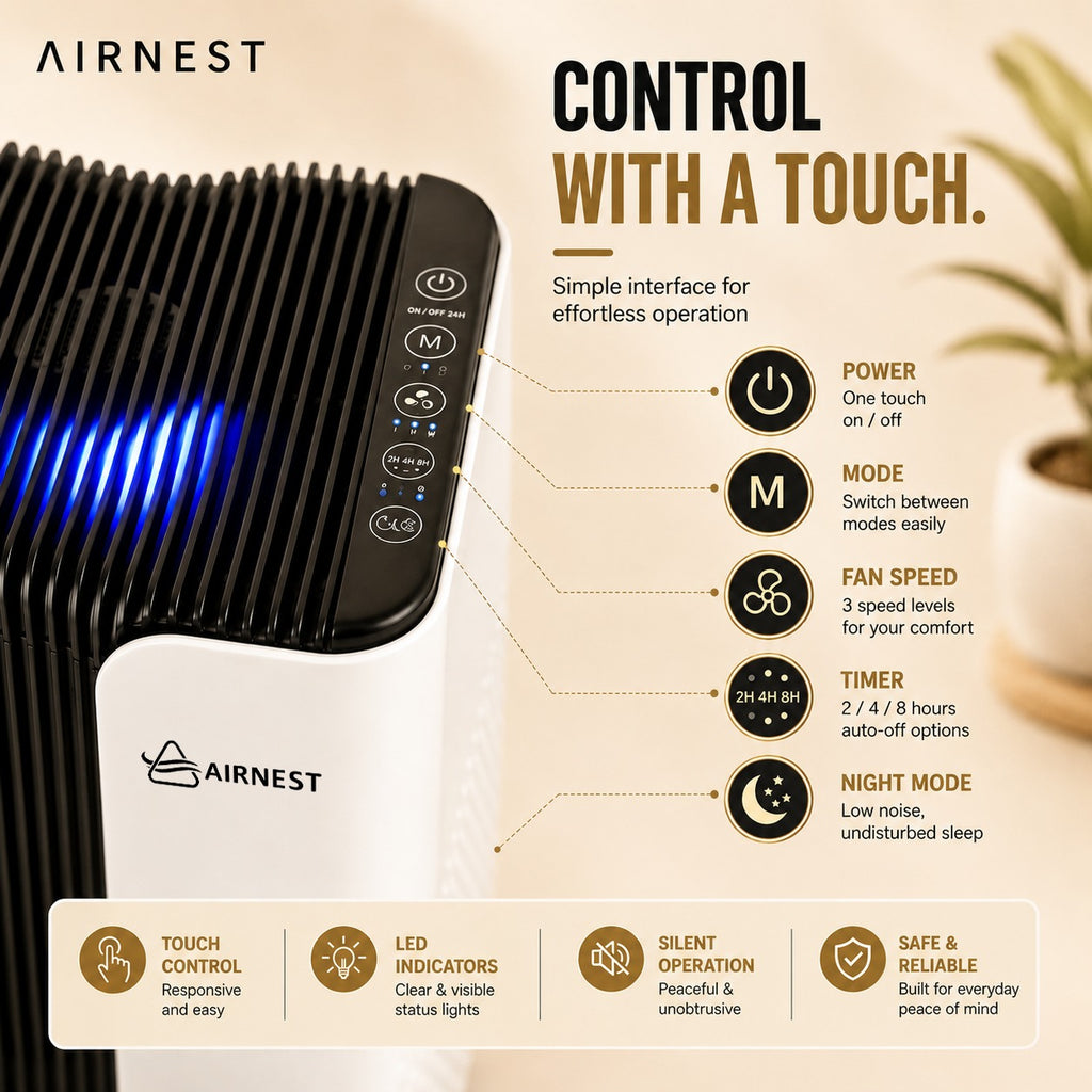 Airnest Core — Quiet HEPA 13 Air Purifier