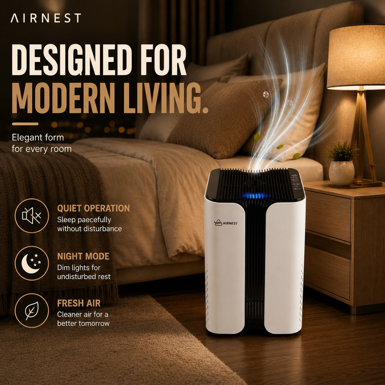 Airnest Core — Quiet HEPA 13 Air Purifier