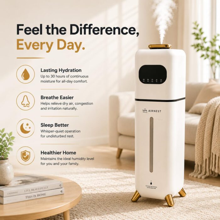 Ultrasonic Humidifier | Silent + UV + Smart humidity control